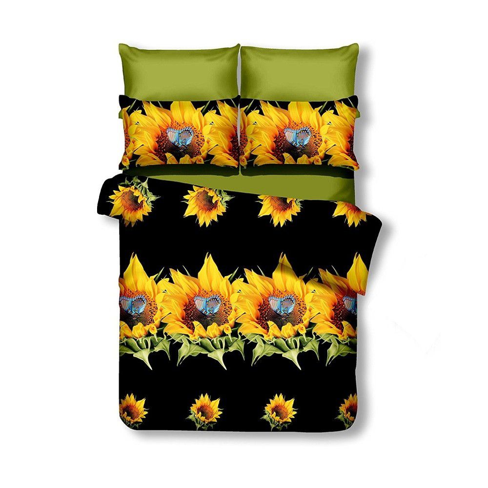 Oboustranné povlečení z mikrovlákna DecoKing Sunflower černo-žluté, velikost 135x200+80x80*1 - Bonami.cz
