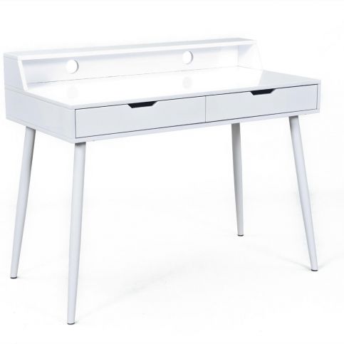 Lesklý bílý psací stůl s šuplíky Pargas - Nábytek aldo - NE