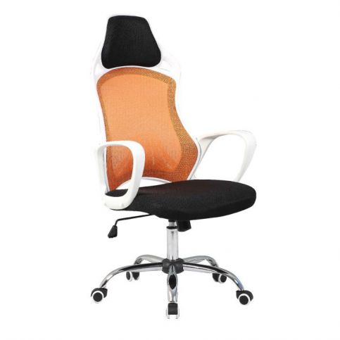 Kancelářská židle, bílá / oranžová, ARIO 0000127776 Tempo Kondela - DEKORHOME.CZ