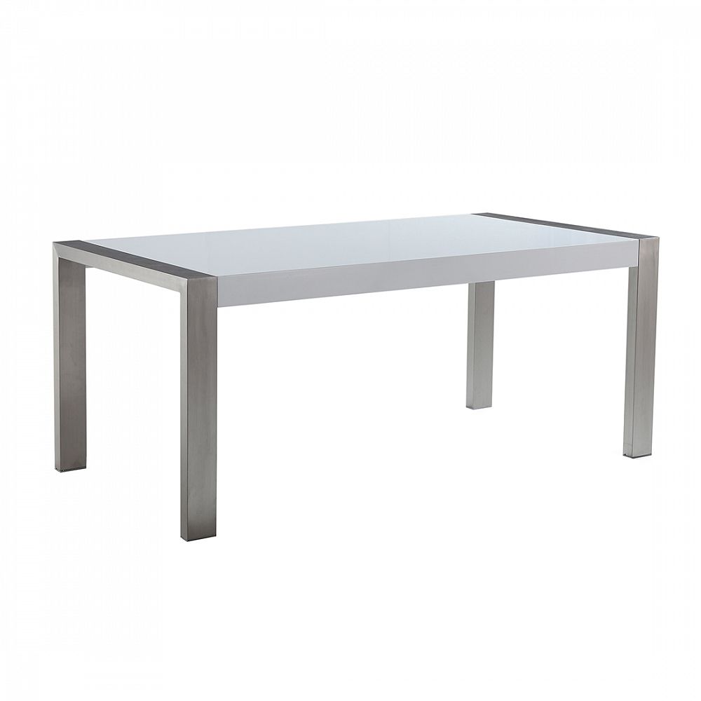 Luxusní bílý nerezový stůl 180x90 cm ARCTIC I - Beliani.cz