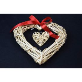 Vingo Proutěné srdce přírodní se zavěšeným srdíčkem - 30x30cm