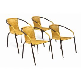 Garthen Sada 4 kusů zahradních židlí s polyratanovým výpletem - béžová