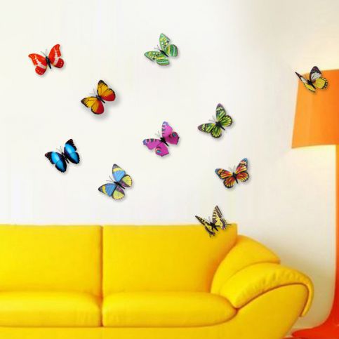 Trojrozměrné samolepky motýlků WALPLUS 3D Colorful Butterflies - Bonami.cz
