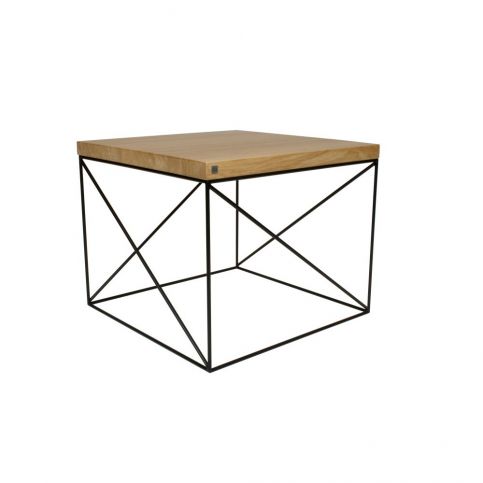 Černý konferenční stolek s deskou z dubového dřeva take me HOME Hamburg, 53 x 53 cm - Bonami.cz