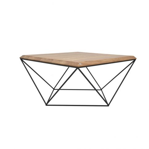 Černý konferenční stolek s deskou z dubového dřeva take me HOME Tulip, 80 x 80 cm - Bonami.cz