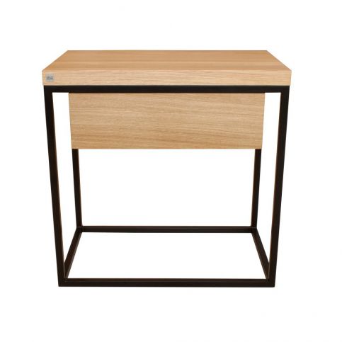 Černý noční stolek s deskou z dubového dřeva take me HOME Moonlight, 50 x 30 cm - Bonami.cz