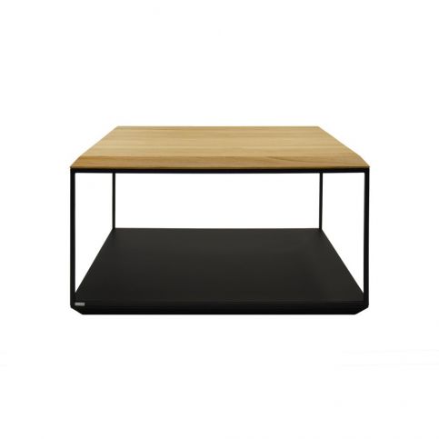 Černý konferenční stolek s deskou z dubového dřeva take me HOME, 80 x 80 cm - Bonami.cz