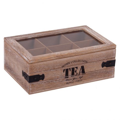 Dřevěný box s 6 přihrádkami na čaj Tea - Bonami.cz