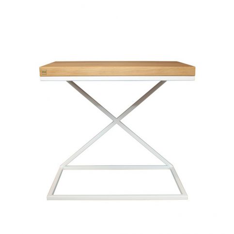Bílý odkládací stolek s deskou z dubového dřeva take me HOME, 50 x 30 cm - Bonami.cz