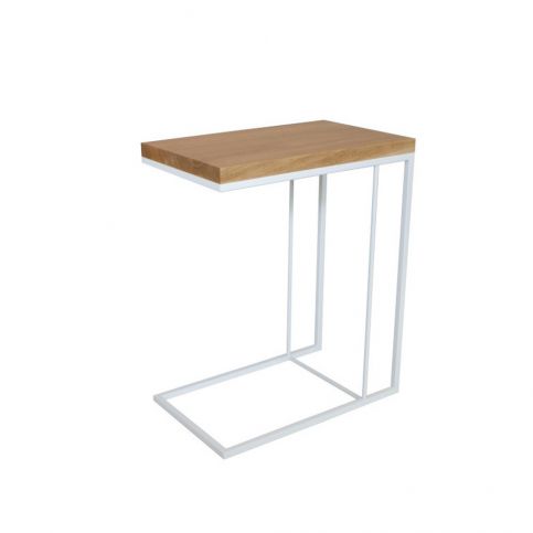 Bílý odkládací stolek s deskou z dubového dřeva take me HOME Felix, 50 x 30 cm - Bonami.cz