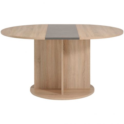 Rozkládací oválný jídelní stůl v dekoru dubového dřeva s detaily v betonovém dekoru Parisot Rouen, 1 - Bonami.cz