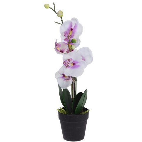 Umělá orchidej v květináči bílá, 47 cm - 4home.cz