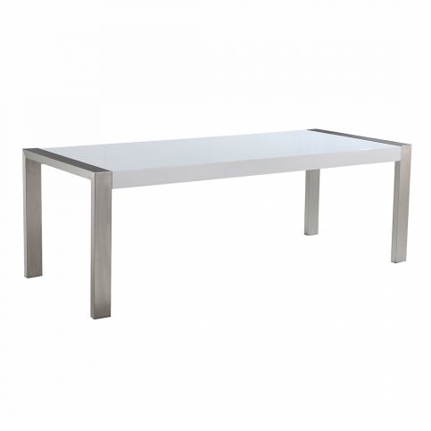 Luxusní bílý nerezový stůl 220 cm - ARCTIC I - Beliani.cz