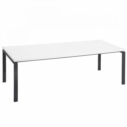 Luxusní bílý stůl 220 cm s černými nohami - ARCTIC II - Beliani.cz