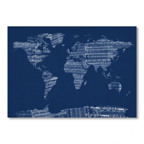 Modrý plakát s mapou světa Americanflat Earth, 60 x 42 cm - Bonami.cz