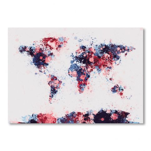 Plakát s fialovo-růžovou mapou světa Americanflat Splash, 60 x 42 cm - Bonami.cz