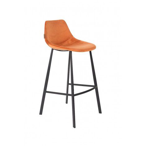 Oranžová sametová barová židle DUTCHBONE Franky 80 cm - Designovynabytek.cz