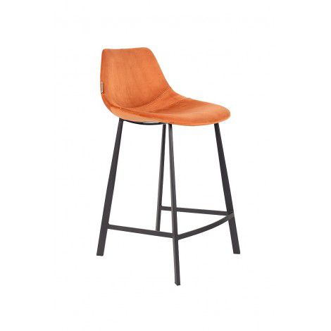Oranžová sametová barová židle DUTCHBONE Franky 65 cm - Bonami.cz