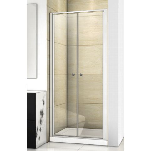 Family B02 CHROM Sprchové dveře do niky dvoukřídlé, 77-81 x 190cm, výplň sklo - čiré - Aquakoupelna.cz
