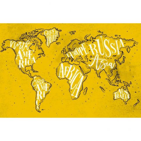 Žlutý obraz World Framework Maps World Yellow, 70 x 100 cm - Bonami.cz