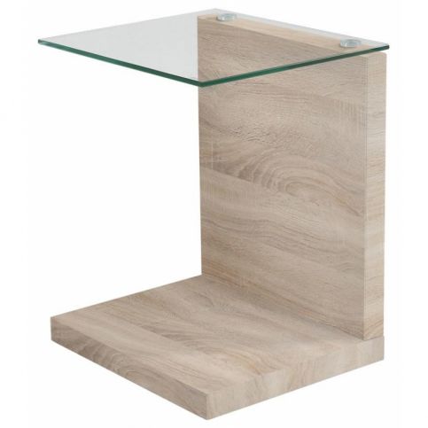Noční stolek Stand, sklo/dub SCHDN0000060907 SCANDI - Designovynabytek.cz