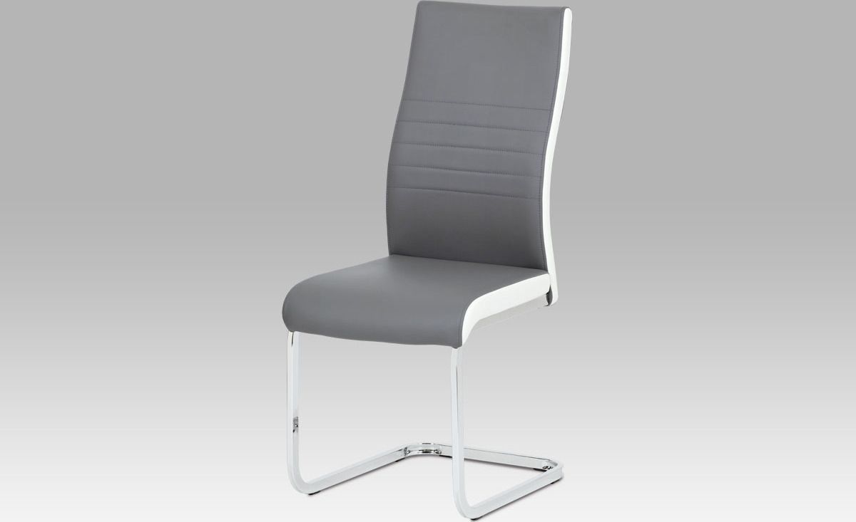 Autronic Jídelní židle DCL-429 GREY - sv. šedá + bílá koženka - ATAN Nábytek
