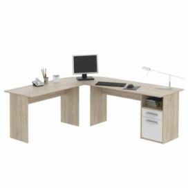 Rohový PC stůl, dub sonoma / bílá, Maurus NEW MA11 0000185320 Tempo Kondela