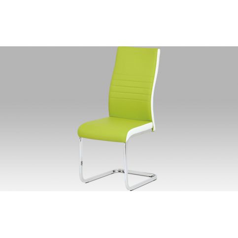 Autronic Jídelní židle DCL-429 LIM - limetkově zelená + bílá koženka - ATAN Nábytek