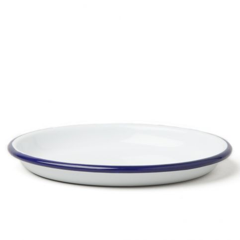 Velký servírovací smaltovaný talíř s modrým okrajem Falcon Enamelware, Ø 14 cm - Bonami.cz