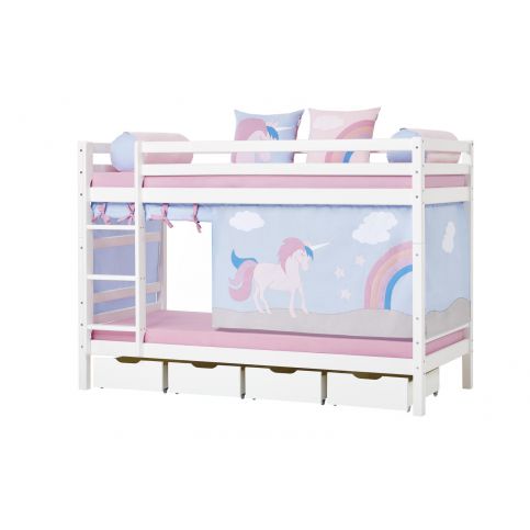 Dětská patrová postel z masivu Jednorožec - s šuplíky  - Dětská patrová postel z masivu  208x145x101 - Nábytek aldo - NE