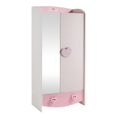 Růžová šatní skříň se zrcadlem Anastasia - Nábytek aldo - NE