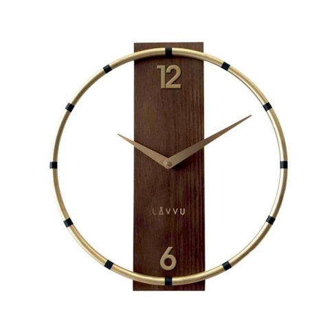 Nástěnné hodiny Lavvu Compass Wood zlatá, pr. 31 cm - 4home.cz