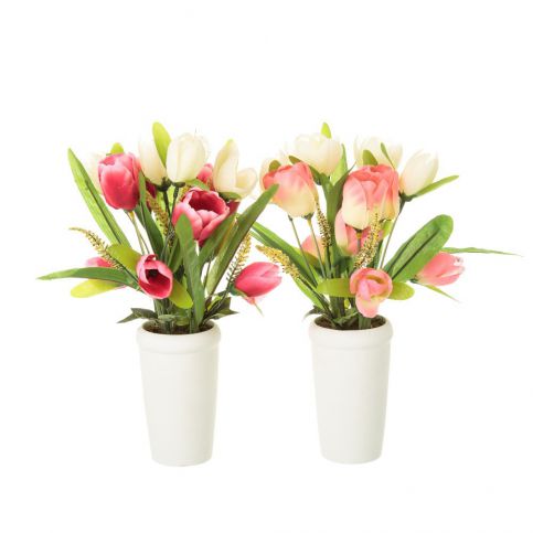 Sada 2 umělých květin ve tvaru tulipánů v květináči Unimasa - Bonami.cz