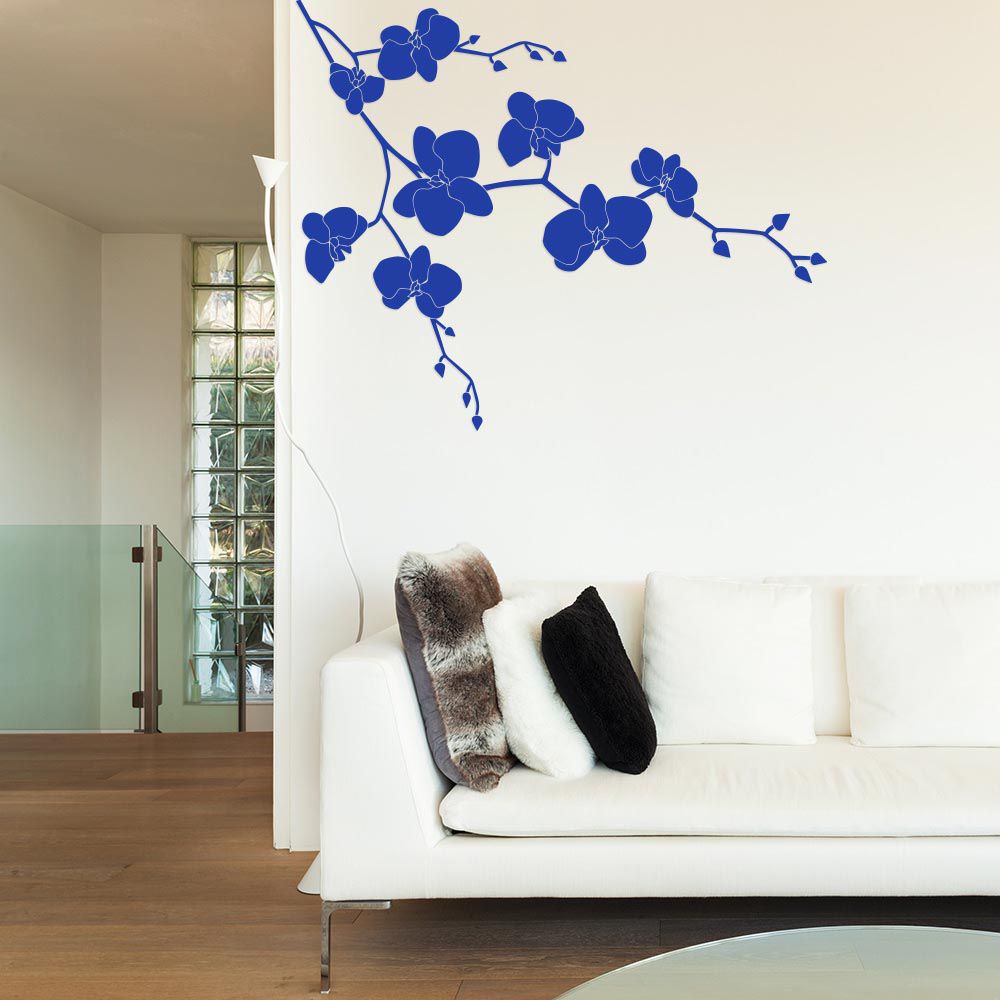 GLIX Květinová dekorace II. -samolepka na zeď Modrá 100 x 80 cm - GLIX DECO s.r.o.