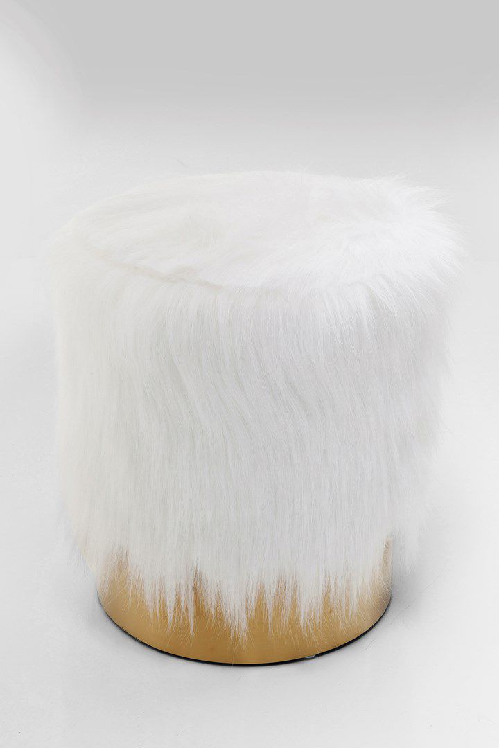 Bílá stolička se syntetickou kožešinou Kare Design Cherry, ∅ 35 cm - Bonami.cz