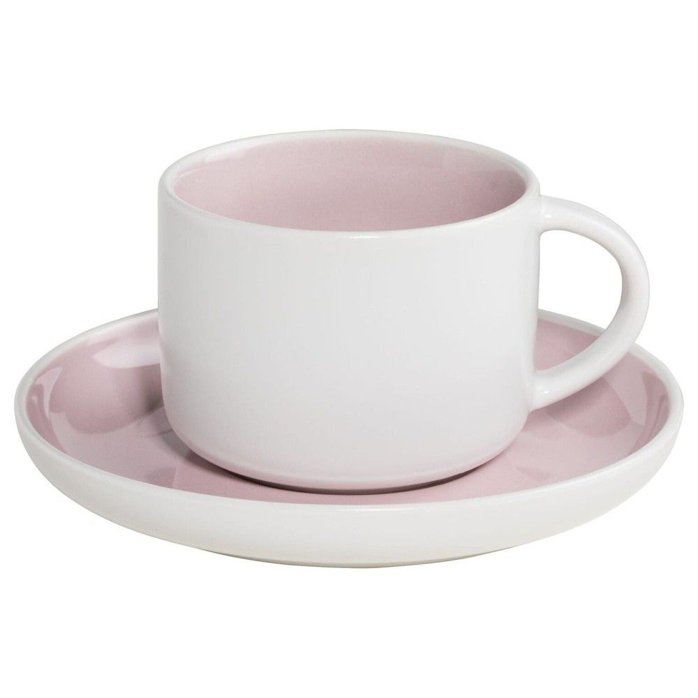 Bílo-růžový porcelánový hrnek s podšálkem Maxwell & Williams Tint, 240 ml - Bonami.cz