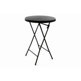 Garthen Zahradní barový stolek kulatý - ratanová optika 110 cm - černý