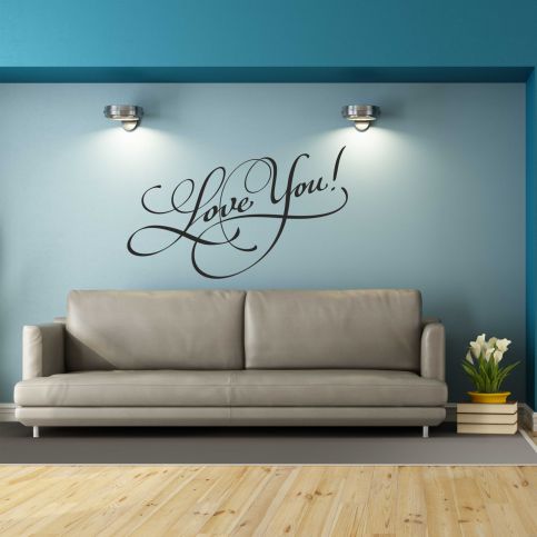 Samolepka na zeď - Love you nápis (95x57 cm) - PopyDesign - Popydesign