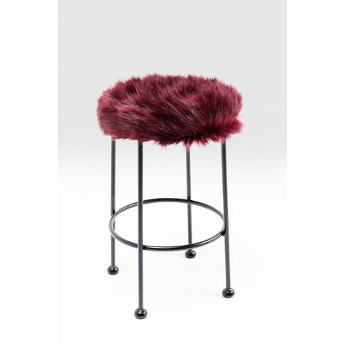 Stolička Ontario Fur - tmavě červená, 30 cm - KARE