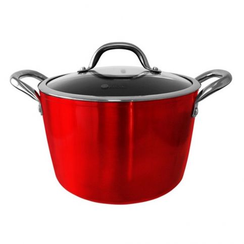 Červený hrnec z nerezové oceli s pokličkou Utilinox Cooking, ⌀ 20 cm - Bonami.cz