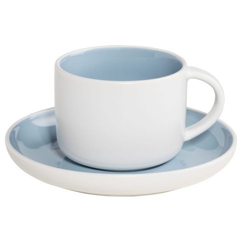 Bílý porcelánový šálek s podšálkem s modrým vnitřkem Maxwell & Williams Tint, 240 ml - Bonami.cz