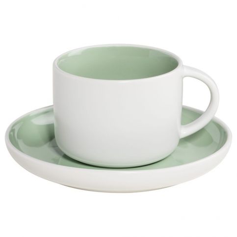 Bílý porcelánový šálek s podšálkem se zeleným vnitřkem Maxwell & Williams Tint, 240 ml - Bonami.cz
