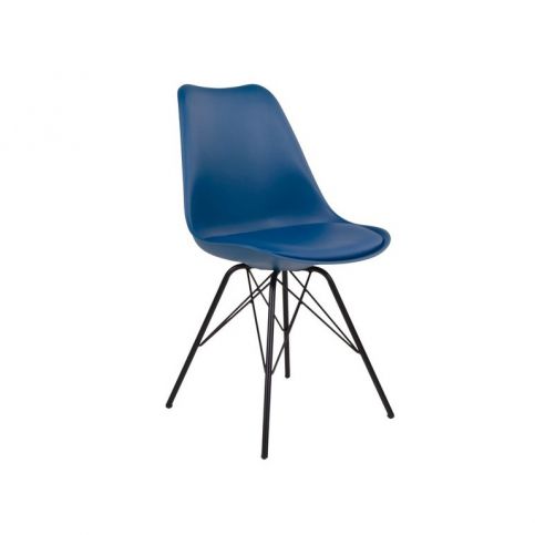 Jídelní židle Marcus, ekokůže, černá podnož, modrá 1001007 Nordic Living - Designovynabytek.cz