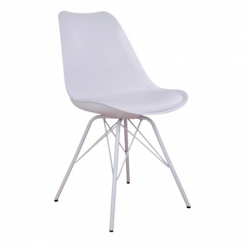 Jídelní židle Marcus, ekokůže, bílá podnož, bílá 1001003 Nordic Living - Designovynabytek.cz