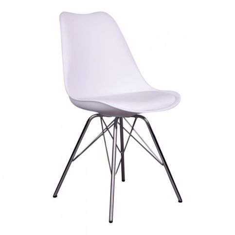 Jídelní židle Marcus, ekokůže, chromovaná podnož, bílá 1001005 Nordic Living - Designovynabytek.cz