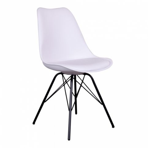 Jídelní židle Marcus, ekokůže, černá podnož, bílá 1001004 Nordic Living - Designovynabytek.cz