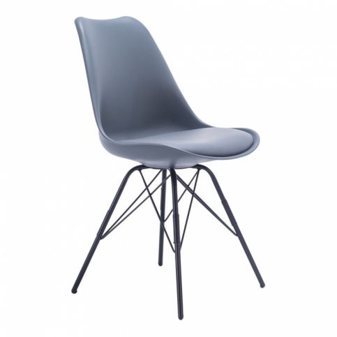 Jídelní židle Marcus, ekokůže, černá podnož, šedá 1001006 Nordic Living - Designovynabytek.cz