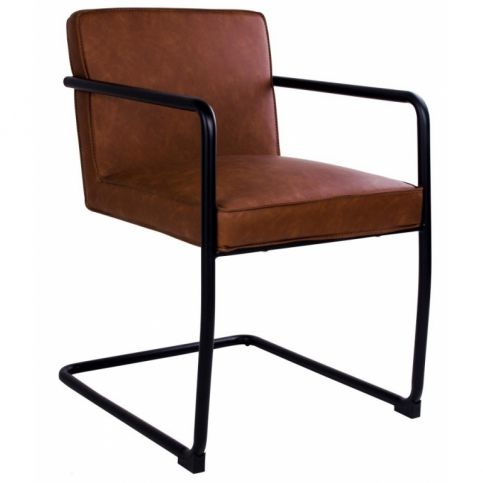 Jídelní židle Trident, ekokůže, černá podnož, hnědá 1001160 Nordic Living - Designovynabytek.cz