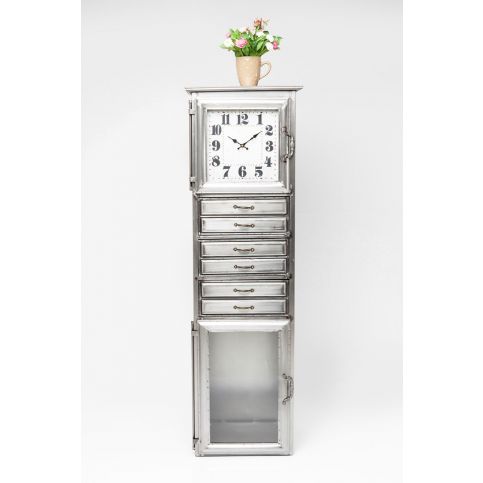 Komoda ve stříbrné barvě s hodinami Kare Design Buster, šířka 45 cm - Bonami.cz
