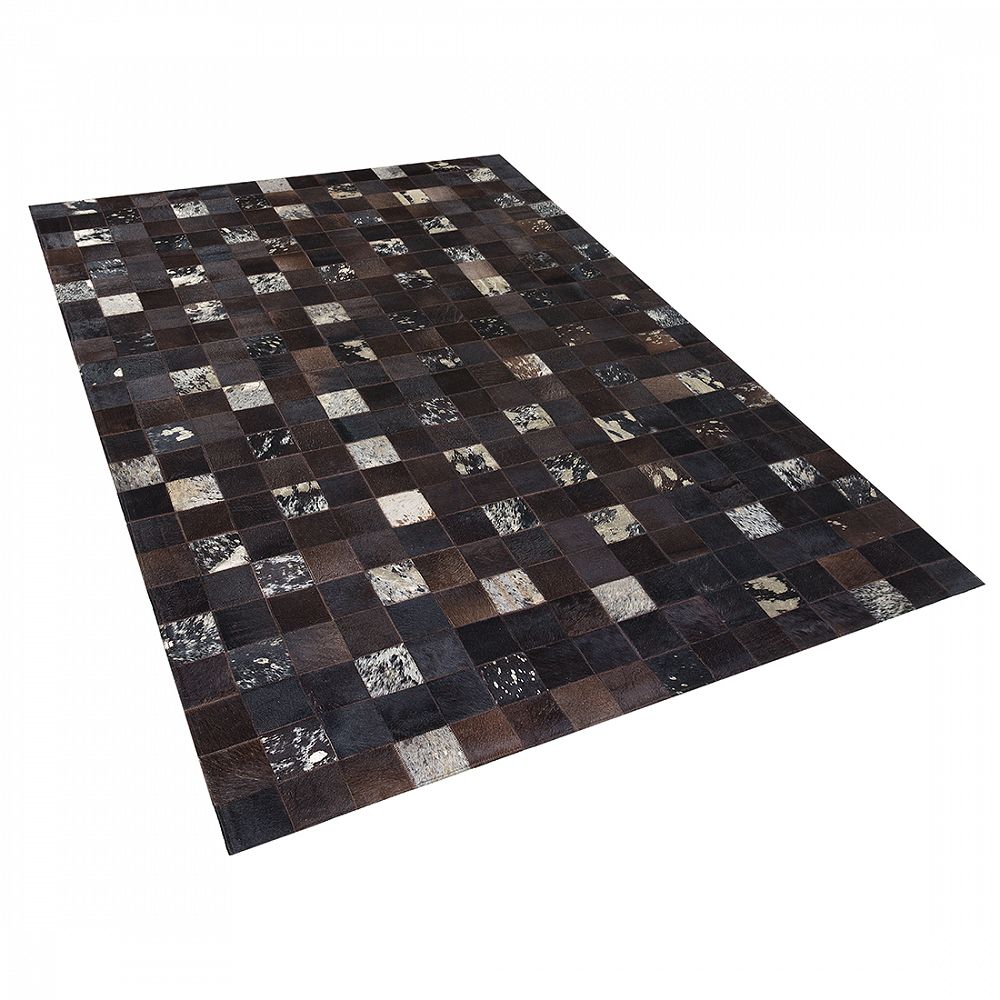 Hnědozlatý patchwork kožený koberec 160x230 cm BANDIRMA - Beliani.cz